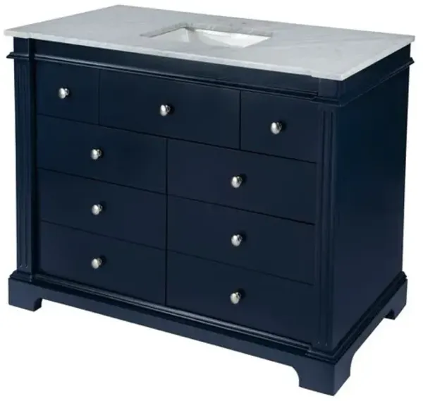 Christian 48" Marble Top Single Sink Bathroom Vanity Set - Navy Blue