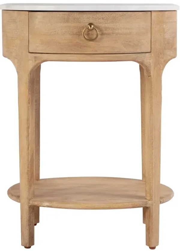 Kingston Oval Marble Top 1-Drawer Nightstand