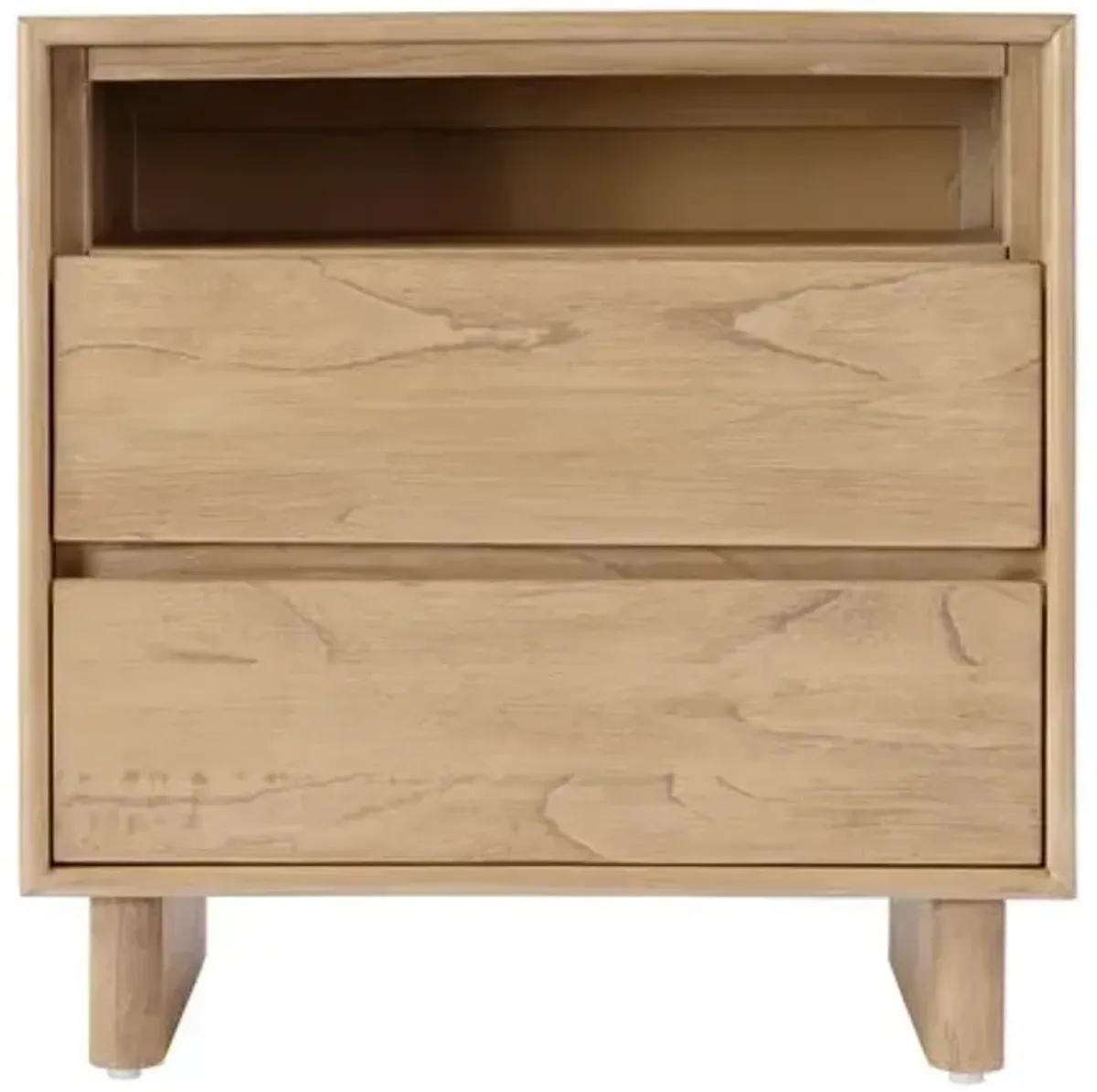 Jade Wood Panel 2-Drawer Nightstand