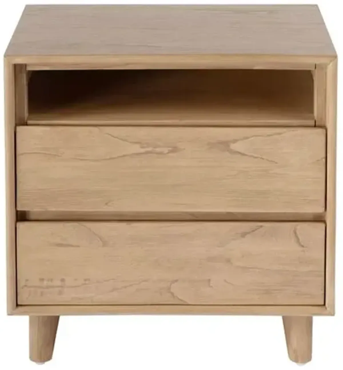 Jade Wood Panel 2-Drawer Nightstand