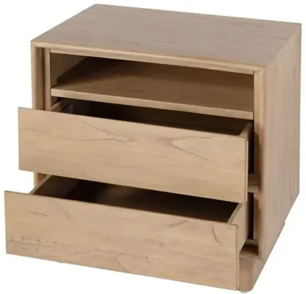 Jade Wood Panel 2-Drawer Nightstand