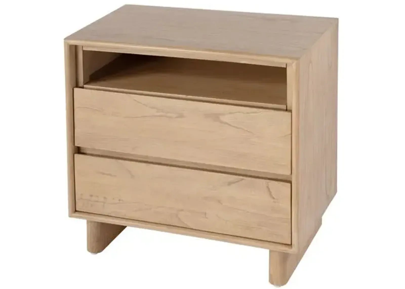 Jade Wood Panel 2-Drawer Nightstand - Blonde Oak