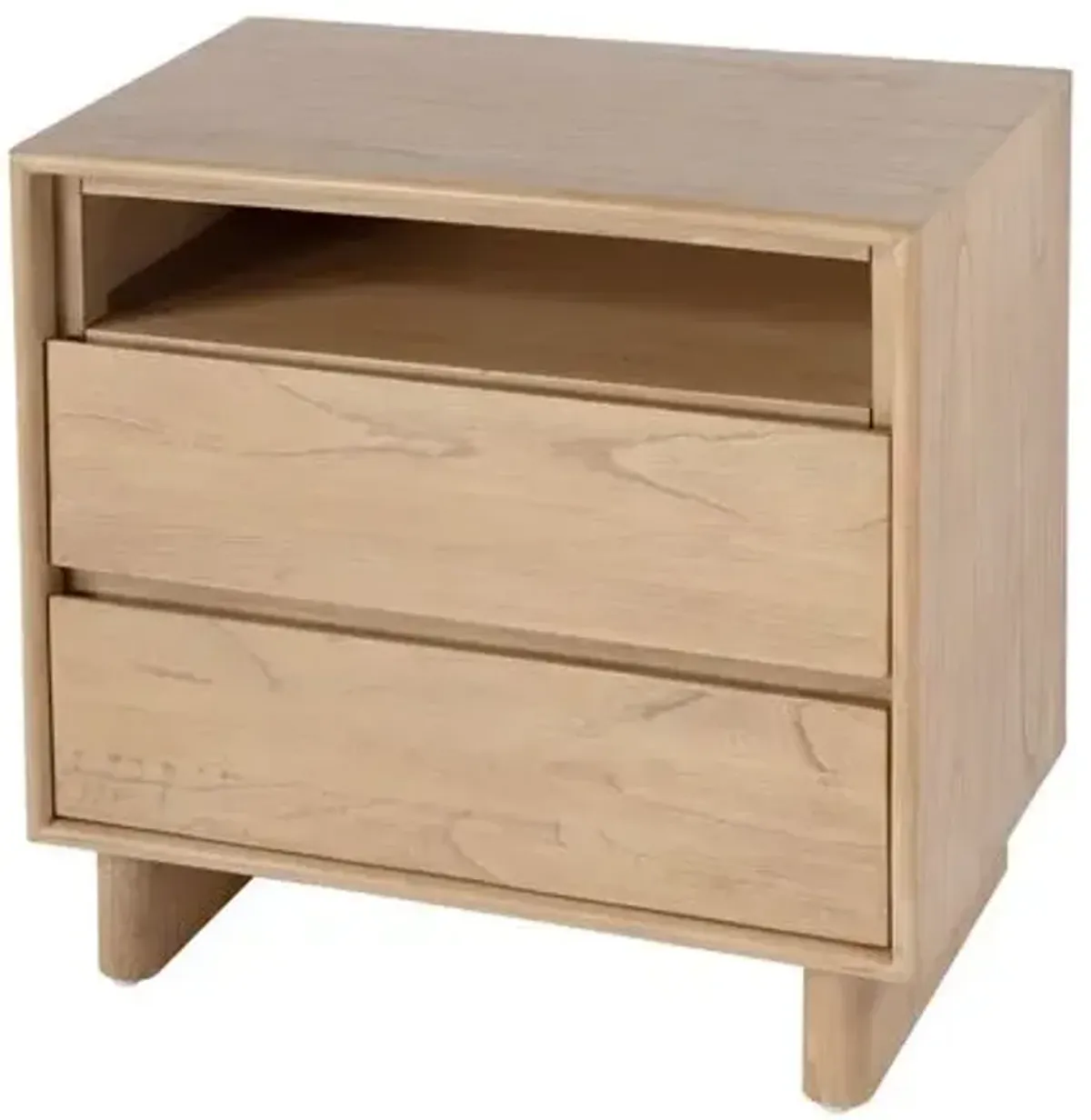 Jade Wood Panel 2-Drawer Nightstand - Blonde Oak