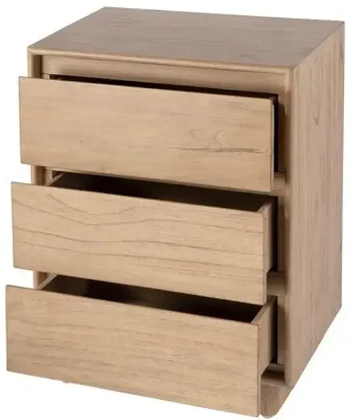 Jade Wood Panel 3-Drawer Narrow Nightstand