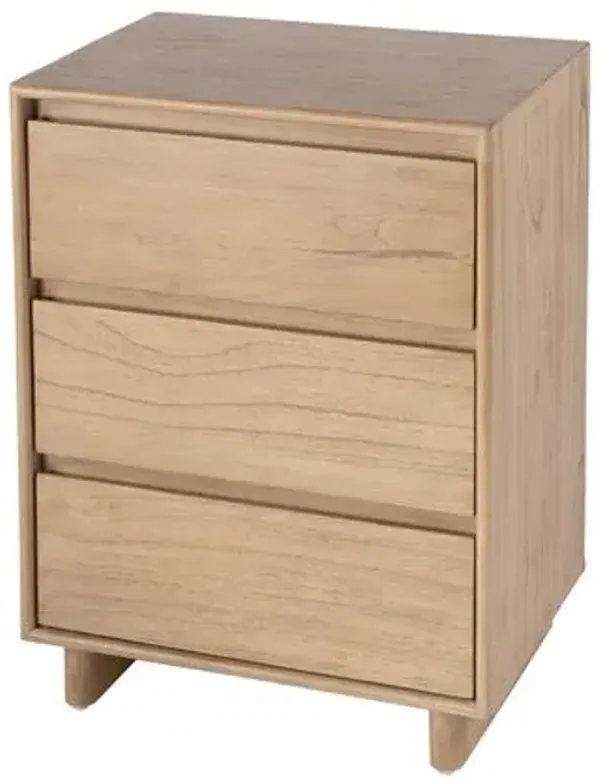 Jade Wood Panel 3-Drawer Narrow Nightstand