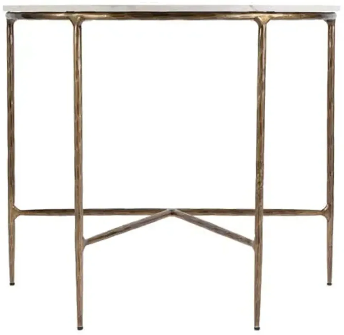 Kayla Marble Top Demilune Console Table - White/Gold