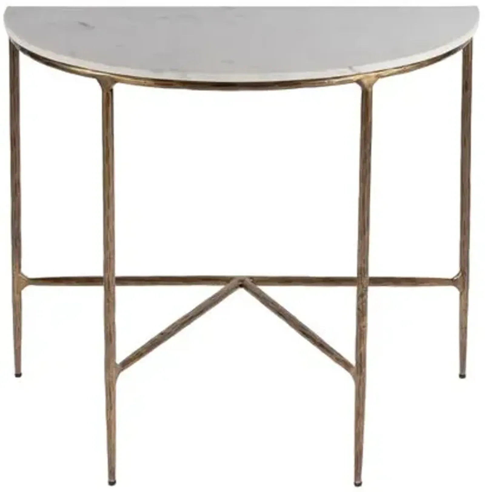 Kayla Marble Top Demilune Console Table - White/Gold