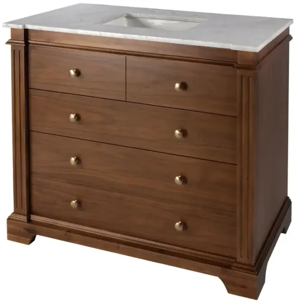 Christian 42" Marble Top Single Sink Bathroom Vanity Set - Brown