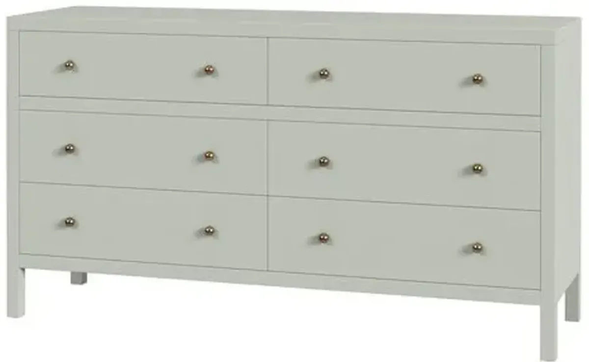 Charlie 6-Drawer Dresser - Green