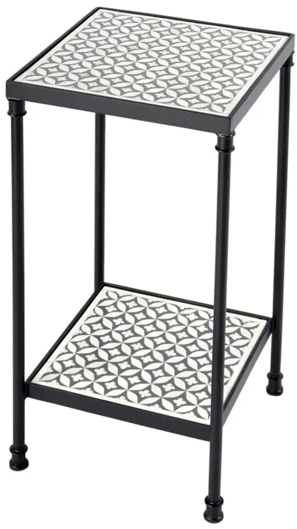 Harrison Resin/Bone Inlay Side Table, Gray