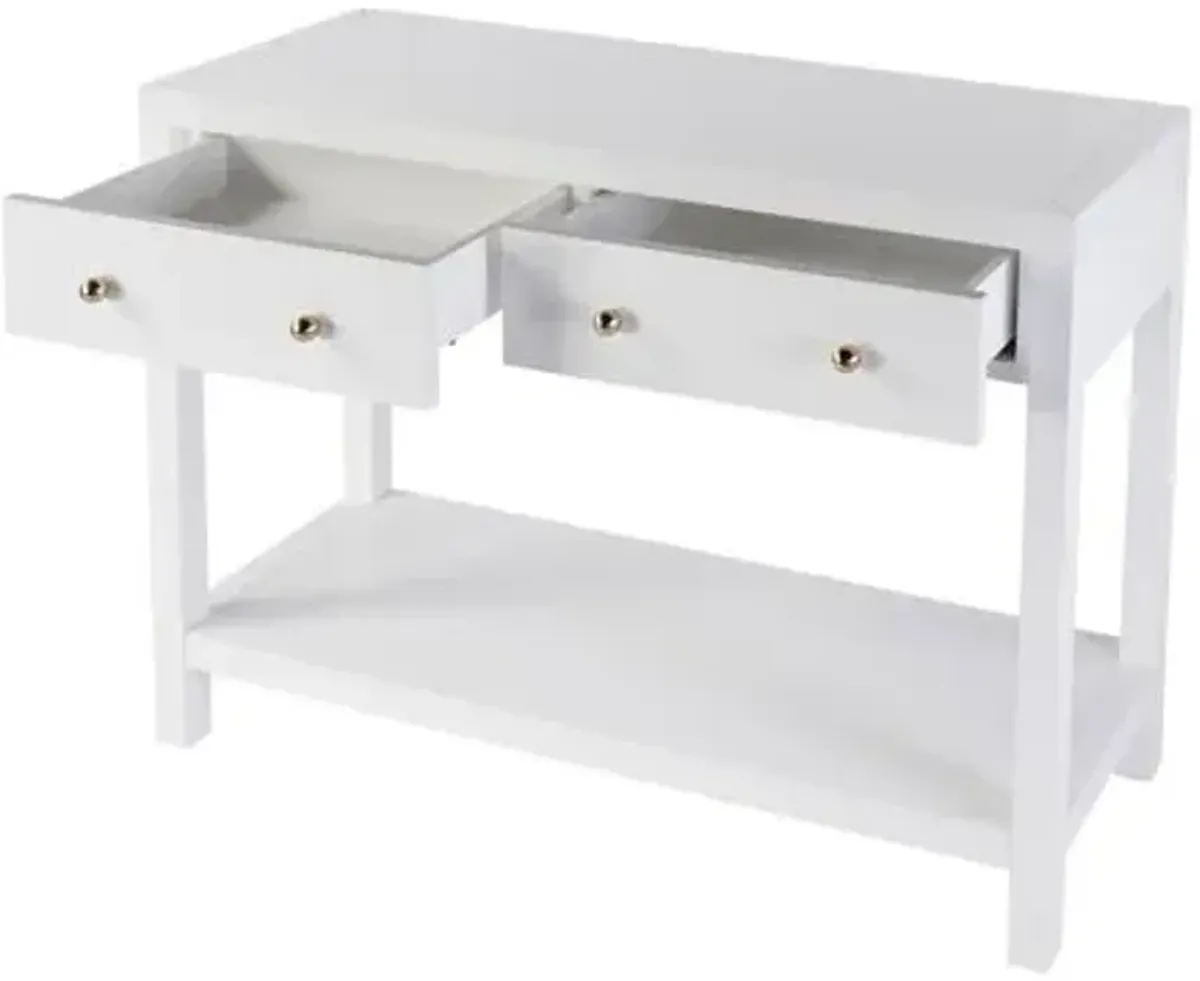 Charlie 40"W 2-Drawer Console Table - White