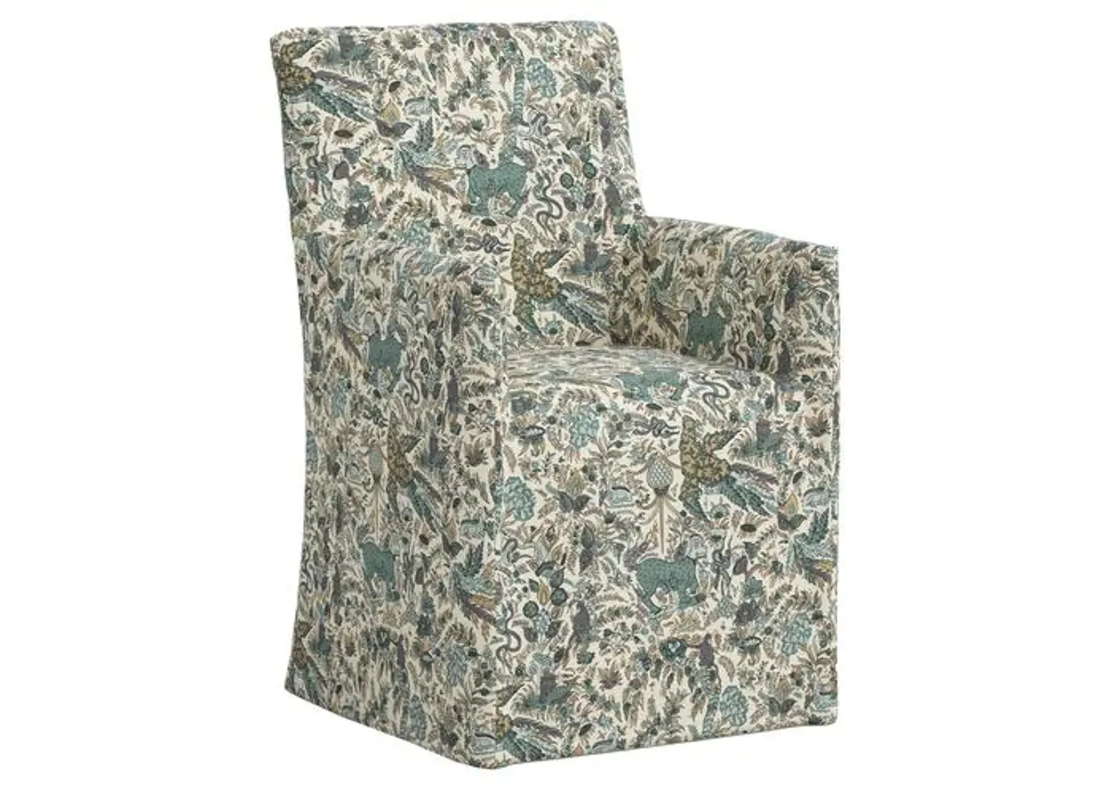 Edith Slipcover Dining Armchair - Bali Lion - Green