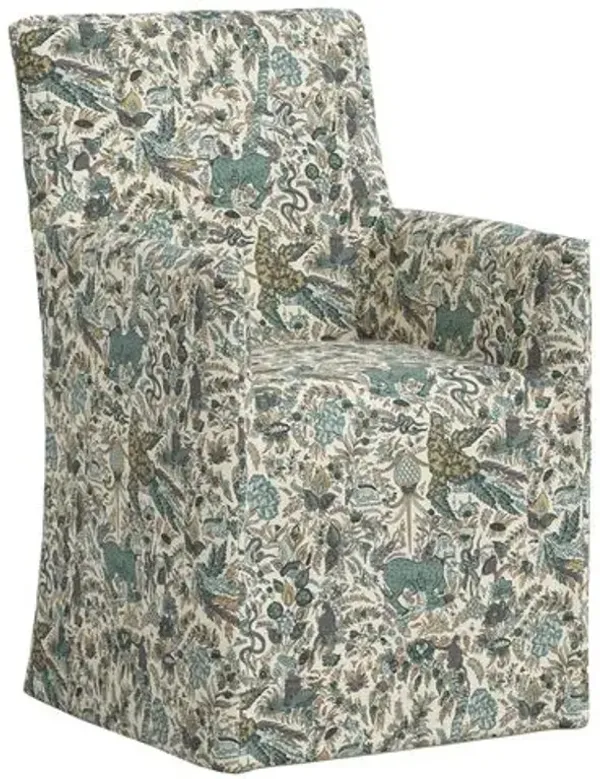 Edith Slipcover Dining Armchair - Bali Lion - Green