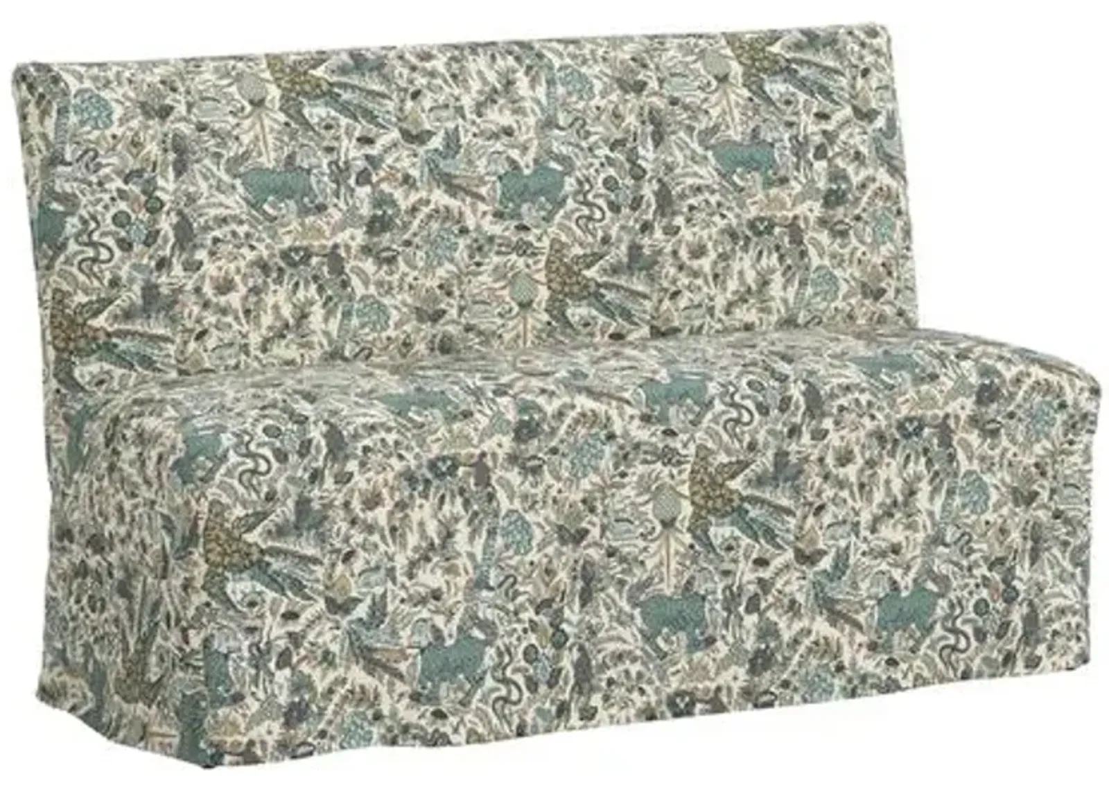 Edith Slipcover Dining Banquette - Bali Lion - Green