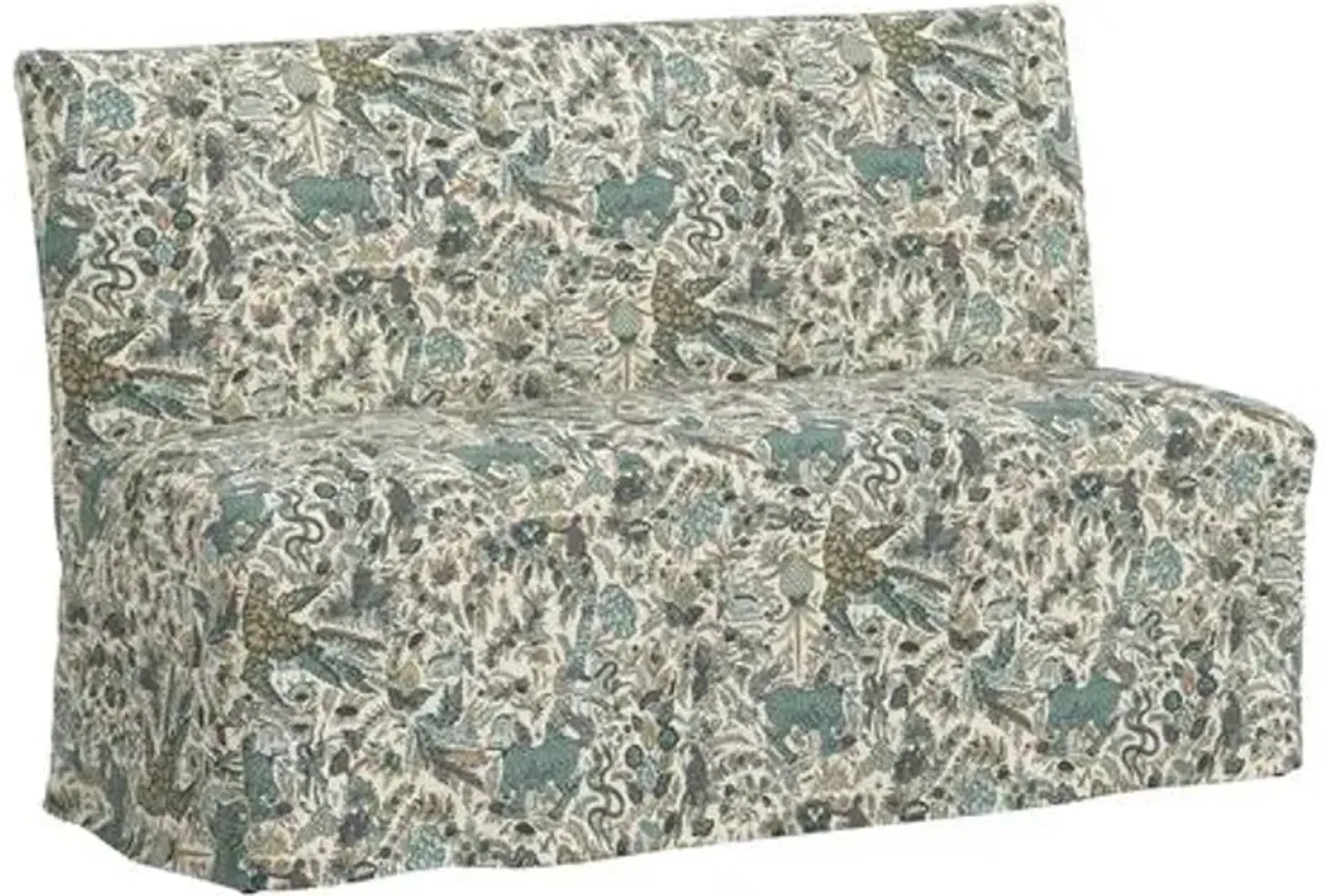 Edith Slipcover Dining Banquette - Bali Lion - Green