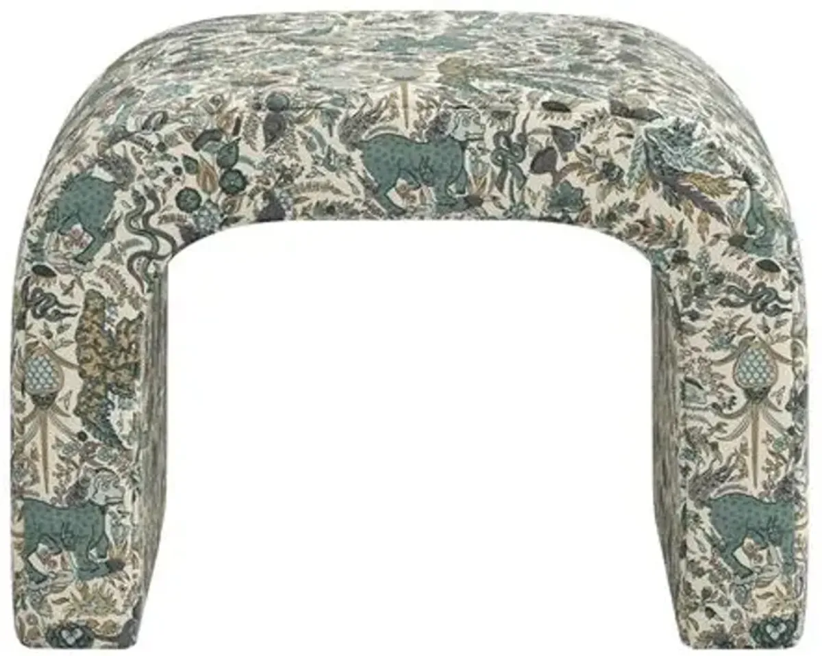 Celia Waterfall Ottoman - Bali Lion - Green