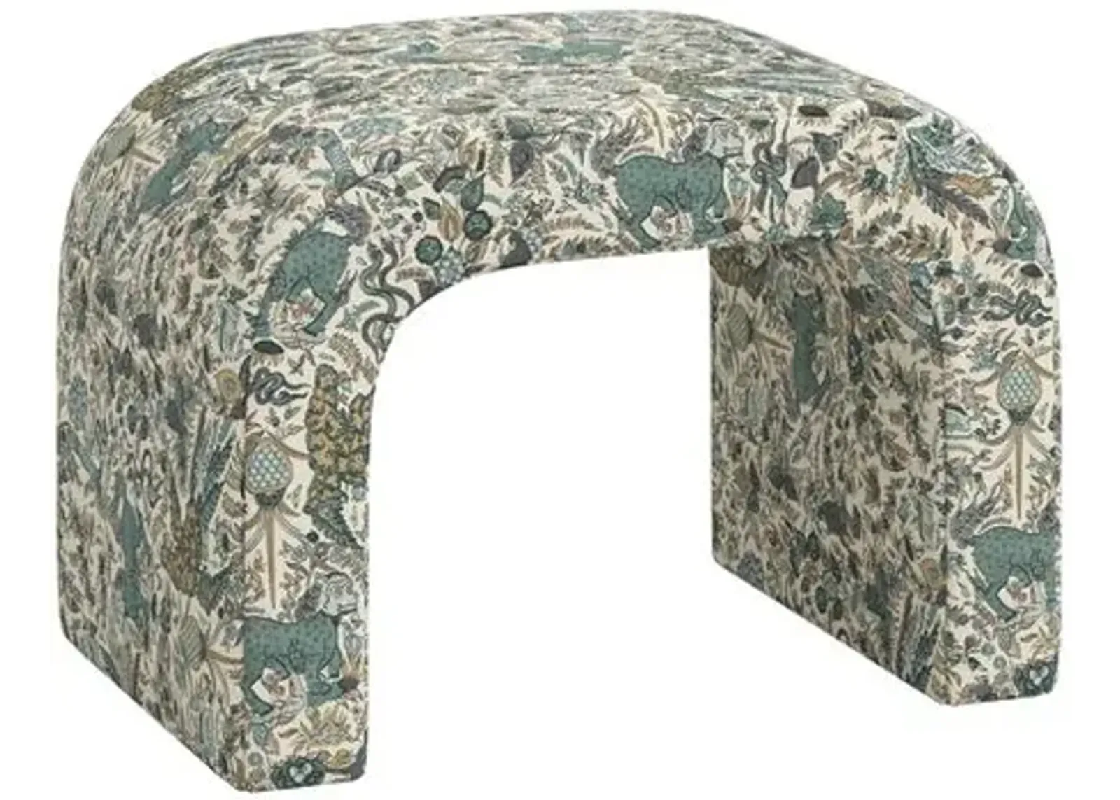 Celia Waterfall Ottoman - Bali Lion - Green