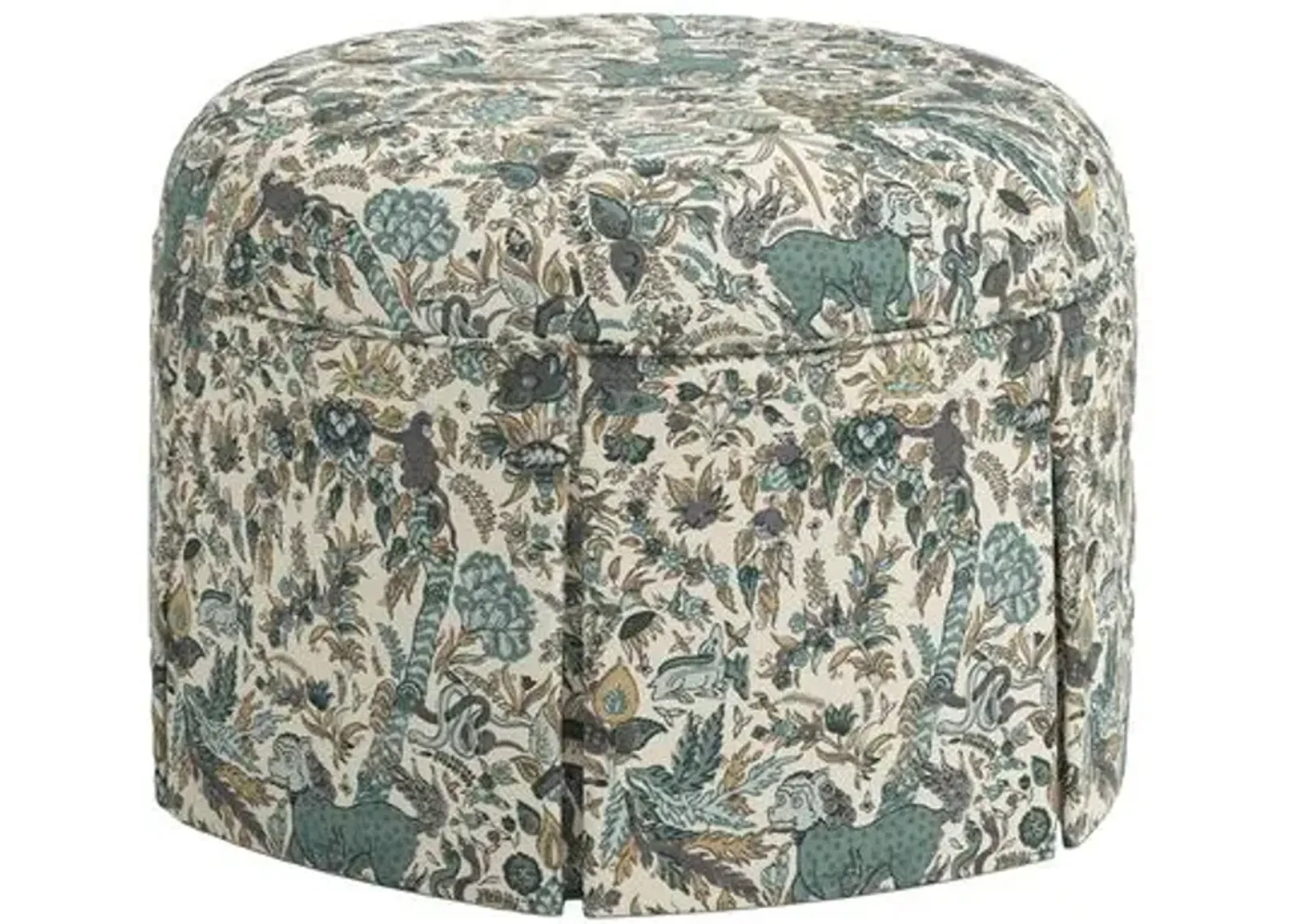 Liza Skirted Ottoman - Bali Lion - Green