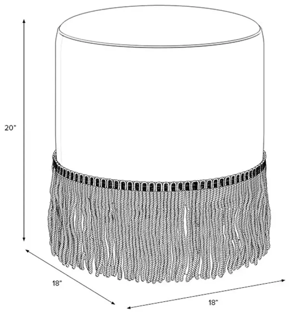 Abigail Fringe Ottoman, Bali Lion