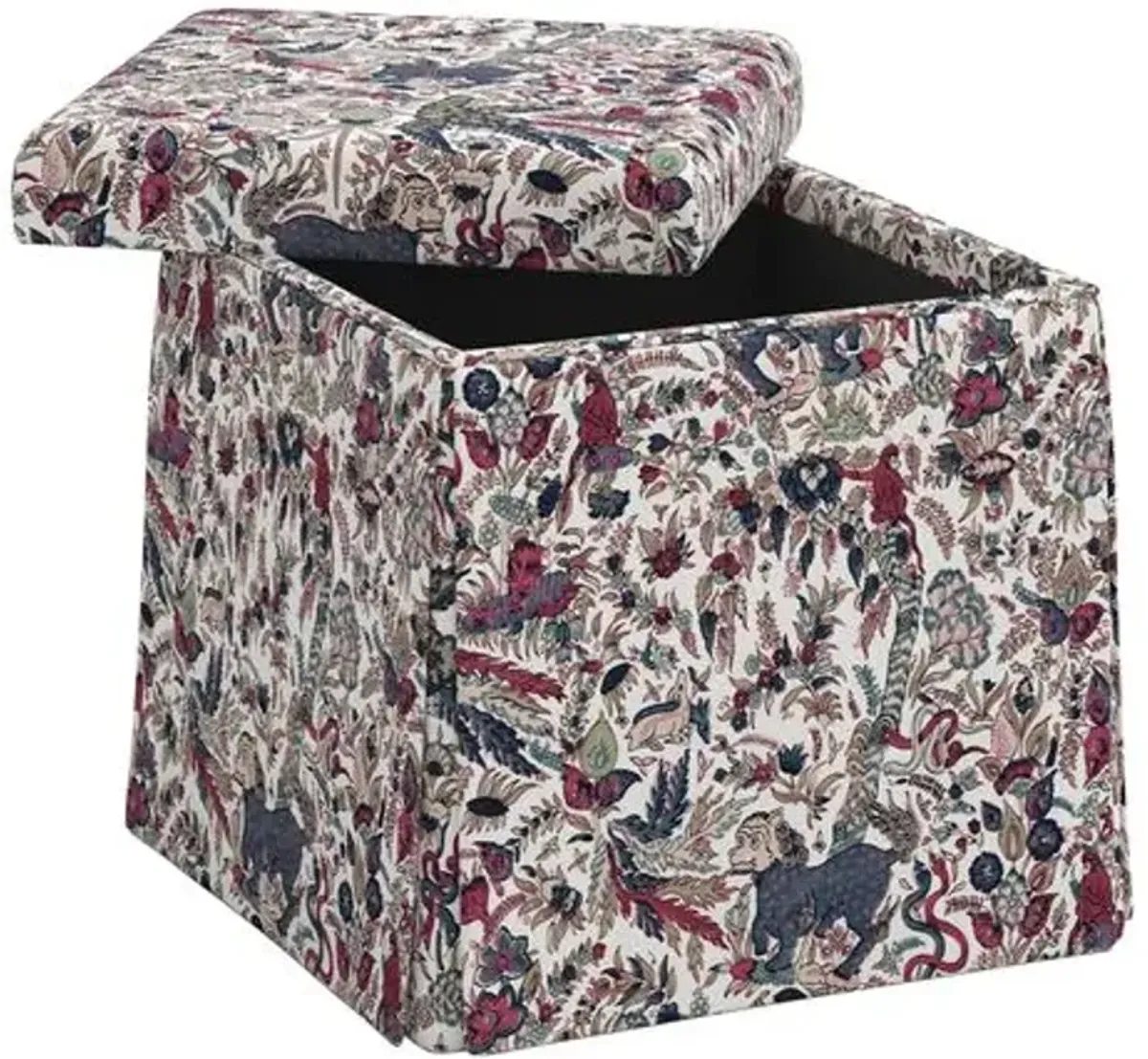 Anne Skirted Storage Ottoman - Bali Lion - Purple