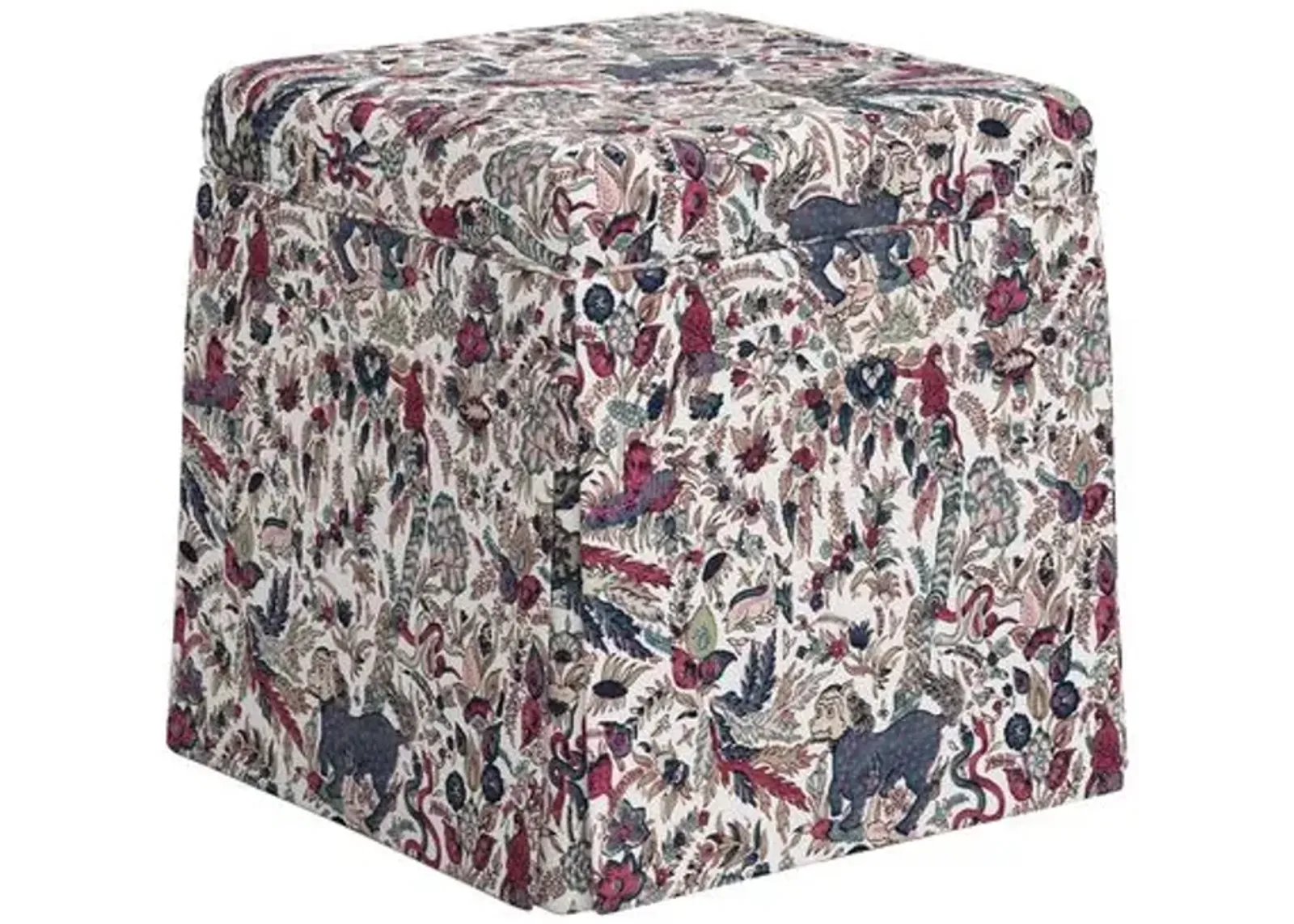 Anne Skirted Storage Ottoman - Bali Lion - Purple