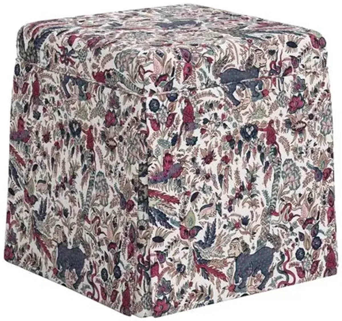 Anne Skirted Storage Ottoman - Bali Lion - Purple