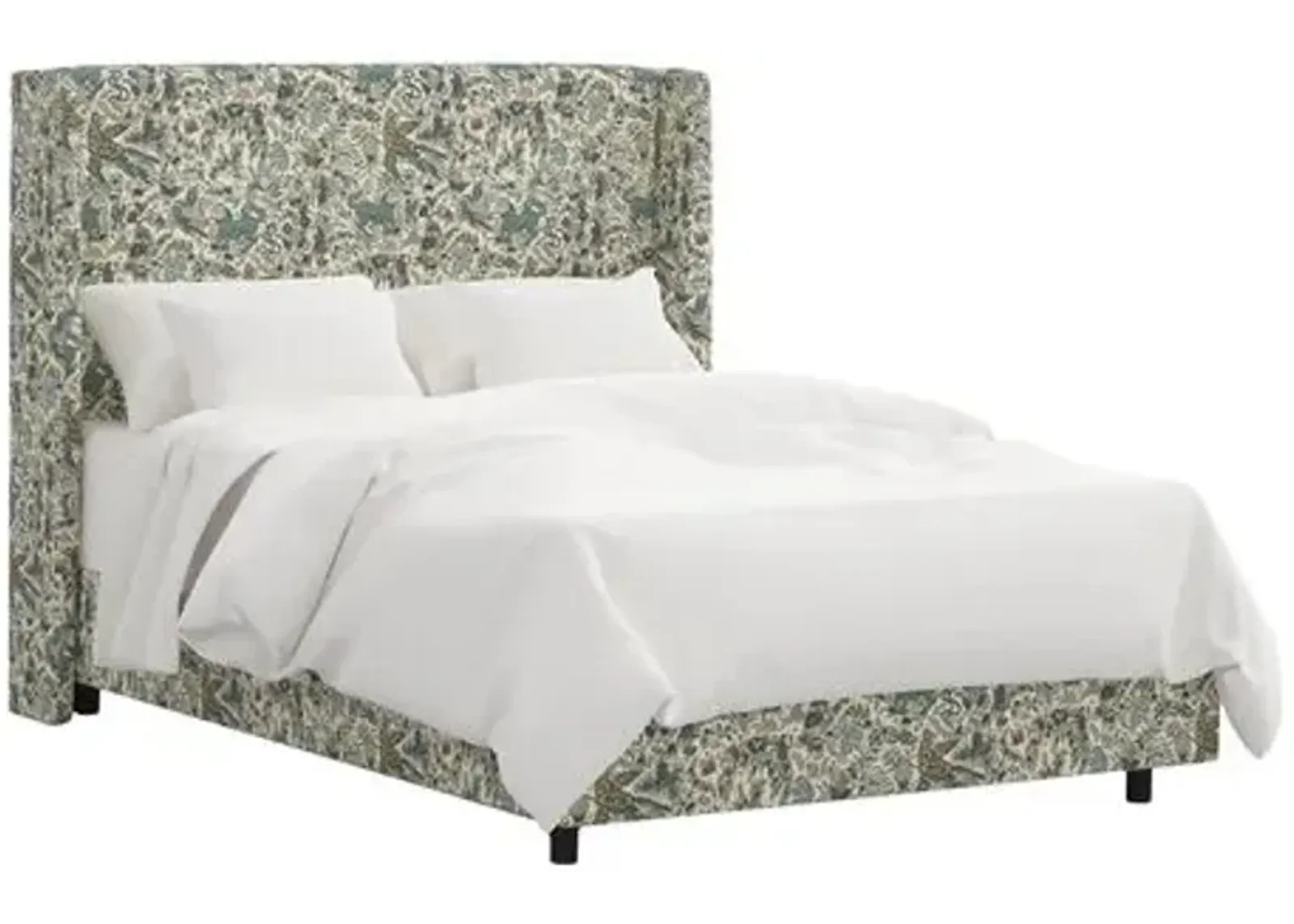 Kelly Wingback Bed - Bali Lion - Green