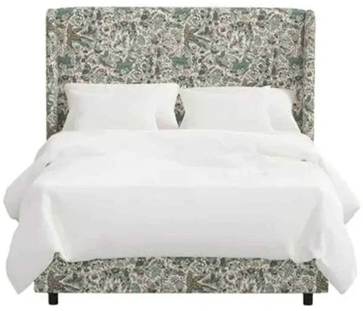 Kelly Wingback Bed - Bali Lion - Green