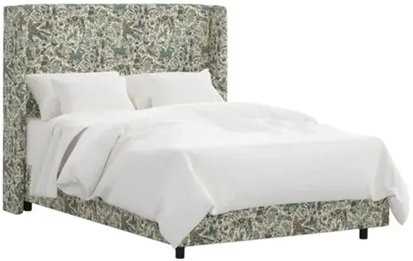 Kelly Wingback Bed - Bali Lion - Green