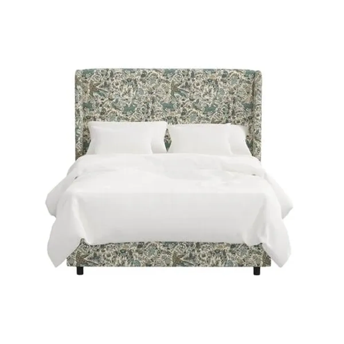 Kelly Wingback Bed - Bali Lion - Green