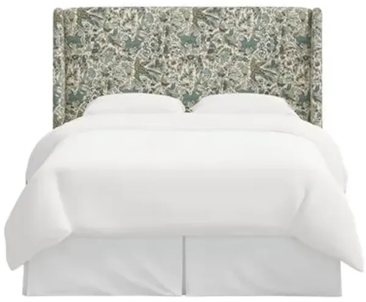 Kelly Wingback Headboard - Bali Lion - Green