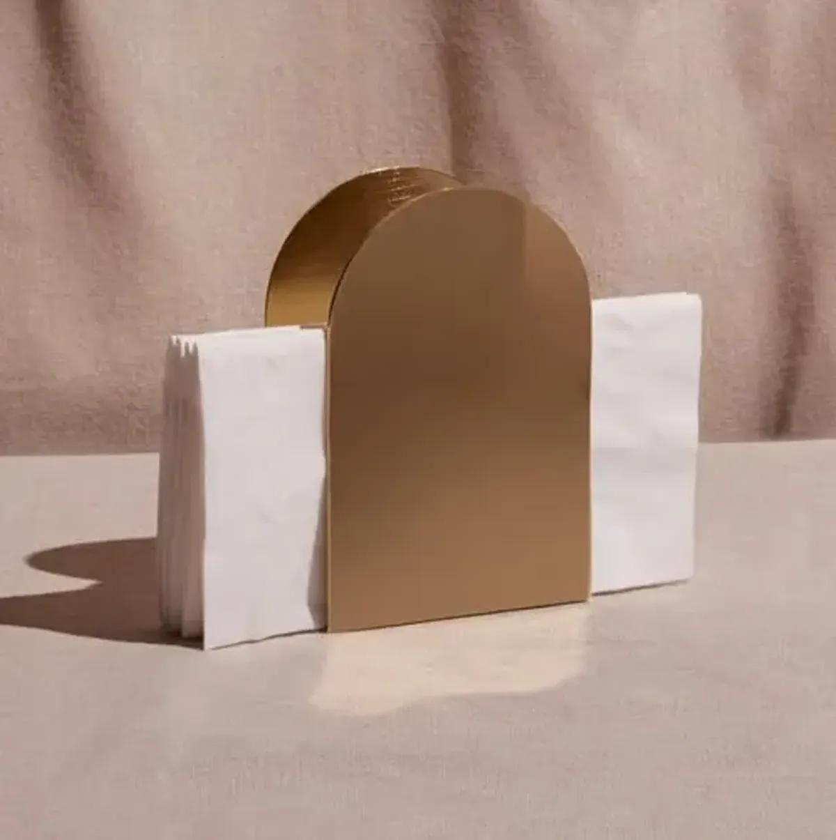 Arco Metal Napkin Holder - Powered by People - Handcrafted - Gold