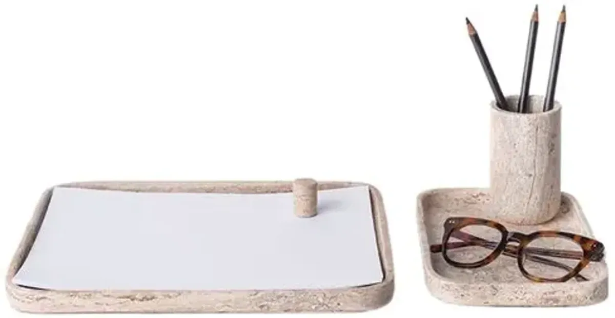 AndJacob Small Bathroom Tray - Travertine - Powered by People - Ivory