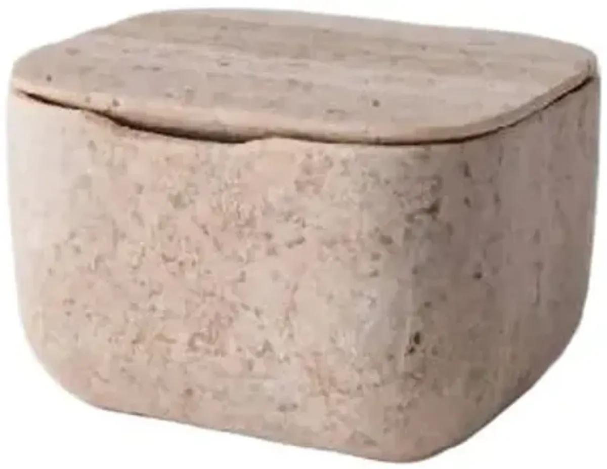 AndJacob Less Is More Square Container - Travertine - Powered by People - Ivory