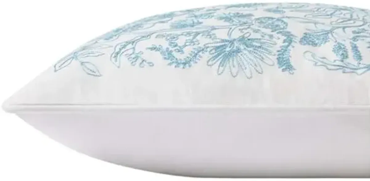 Aviary Lumbar Pillow - White/Blue - Rifle Paper Co. x Loloi