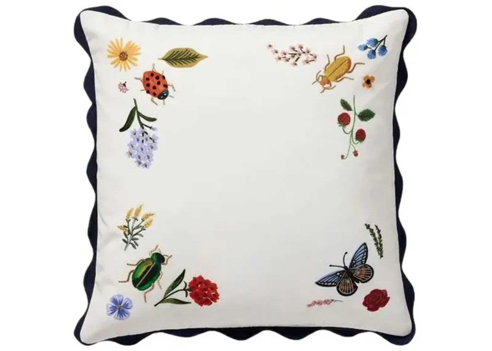 Curio Boarder Pillow - White - Rifle Paper Co. x Loloi