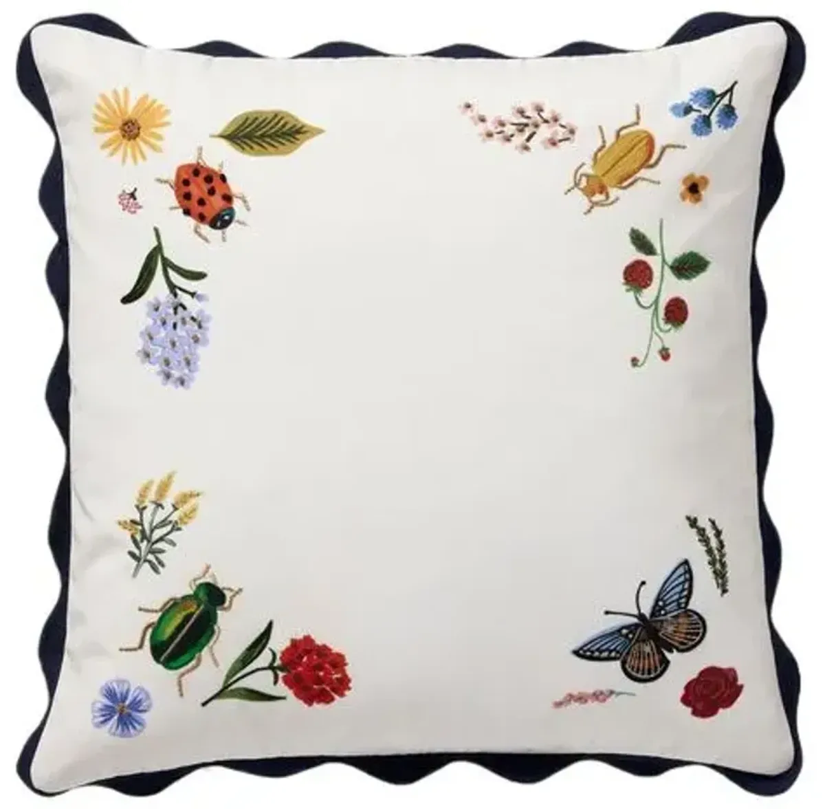 Curio Boarder Pillow - White - Rifle Paper Co. x Loloi