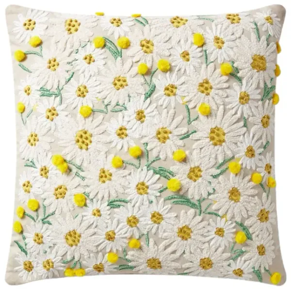 Daisies Pillow, Beige/Yellow
