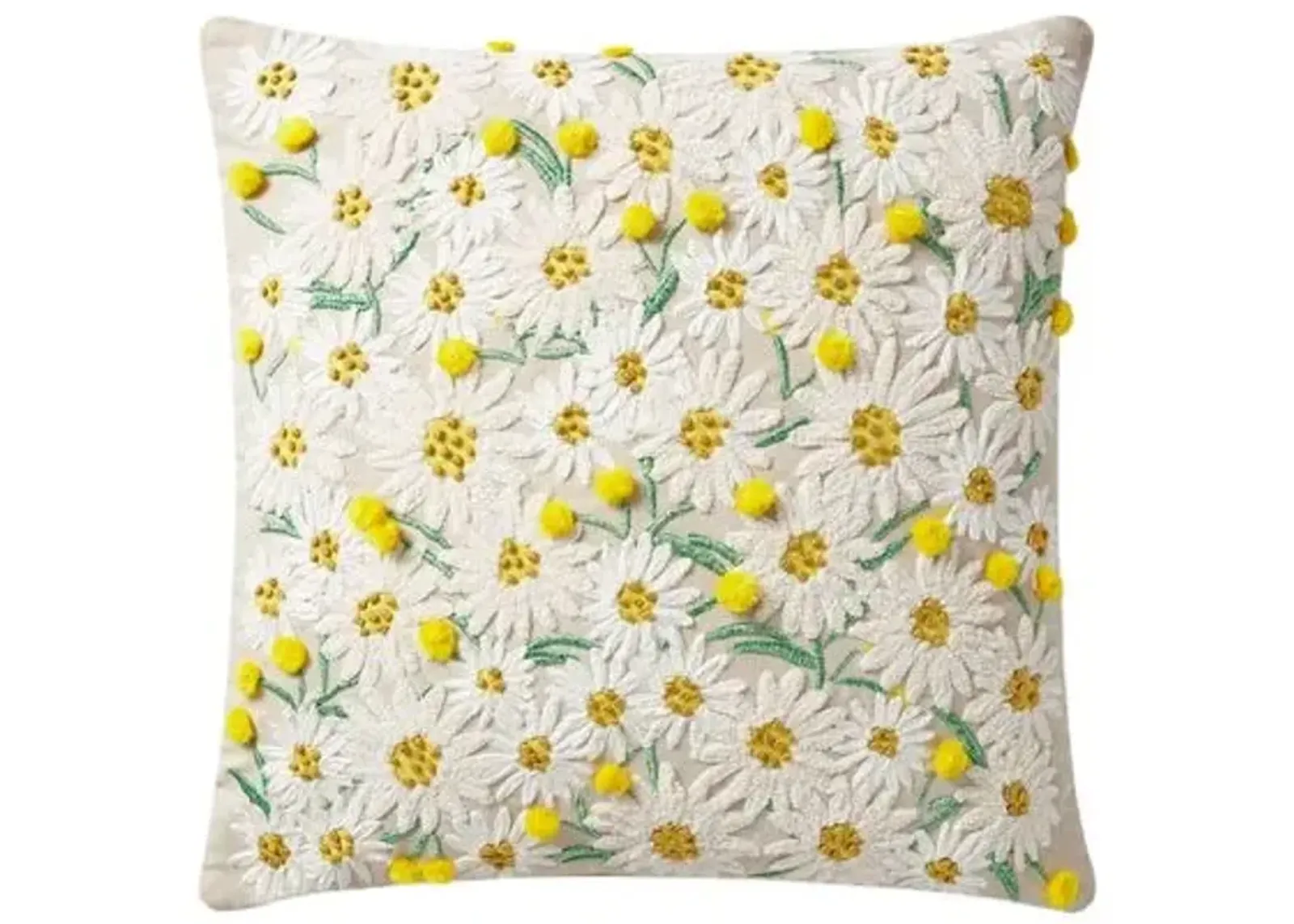 Daisies Pillow - Beige/Yellow - Rifle Paper Co. x Loloi