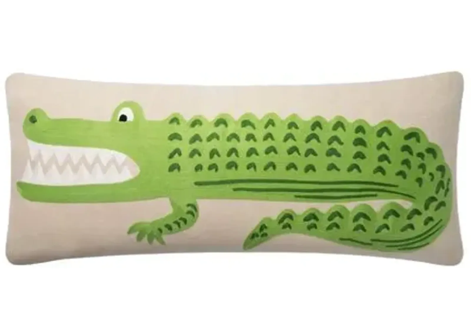 Croc Lumbar Pillow - Green/Ivory - Rifle Paper Co. x Loloi