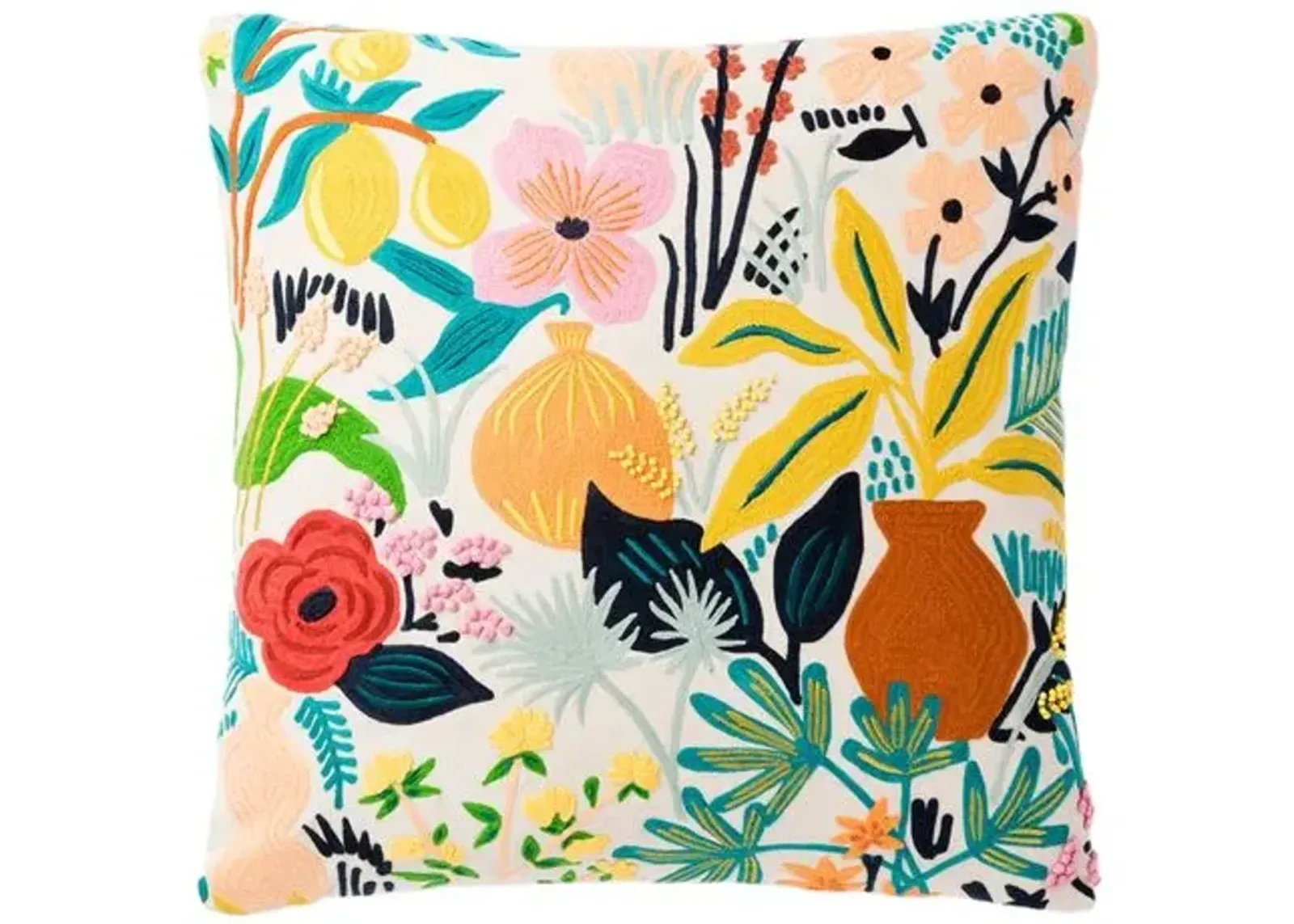 Poppy Floral Pillow - Natural - Rifle Paper Co. x Loloi