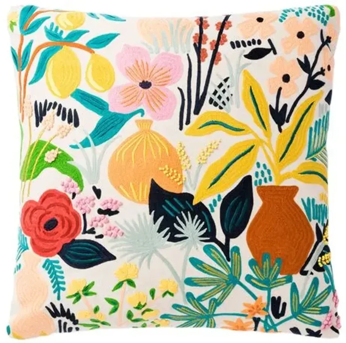 Poppy Floral Pillow - Natural - Rifle Paper Co. x Loloi