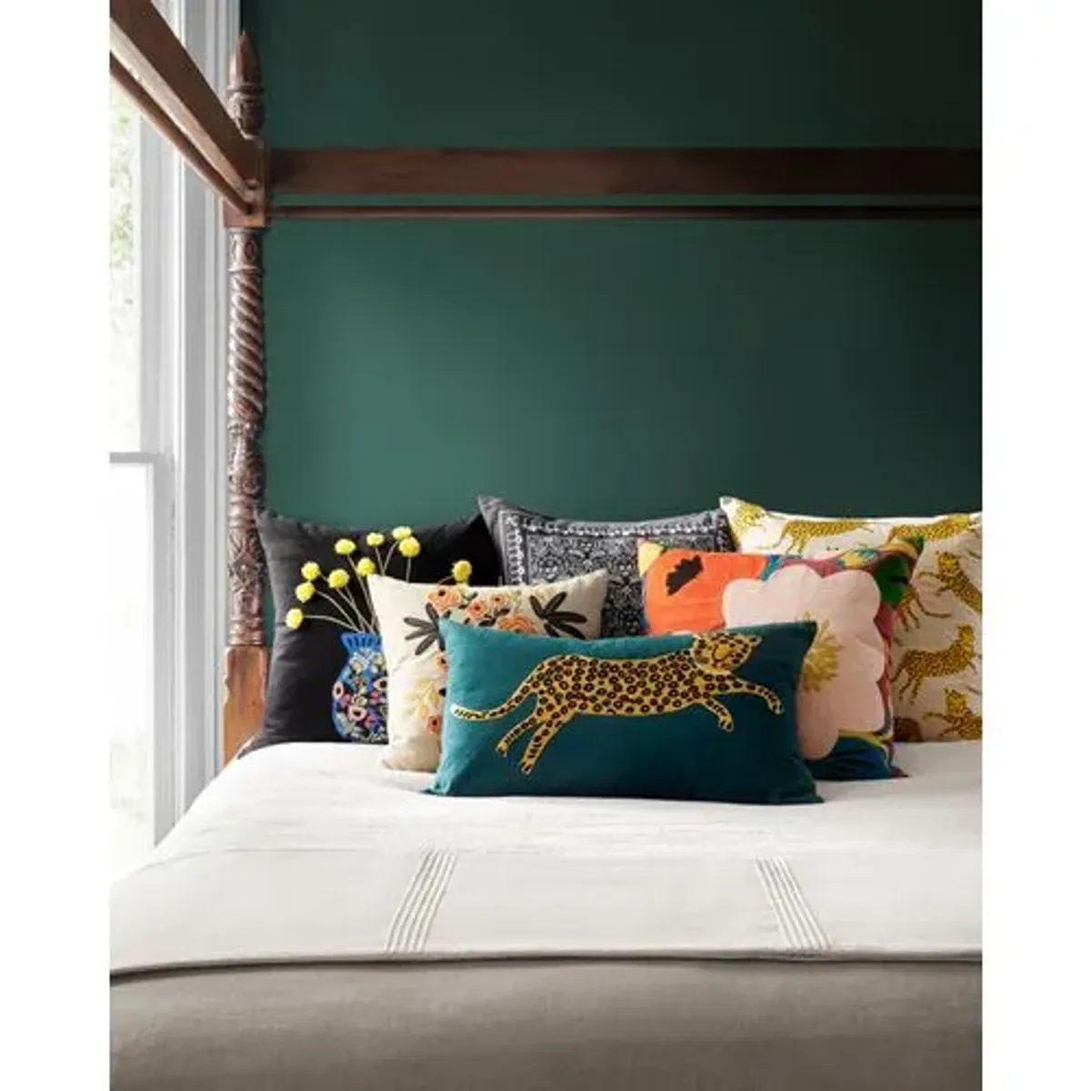 Tiger Lumbar Pillow - Teal/Gold - Rifle Paper Co. x Loloi