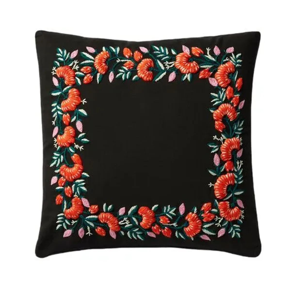 Abstract Floral Border Pillow - Black - Rifle Paper Co. x Loloi