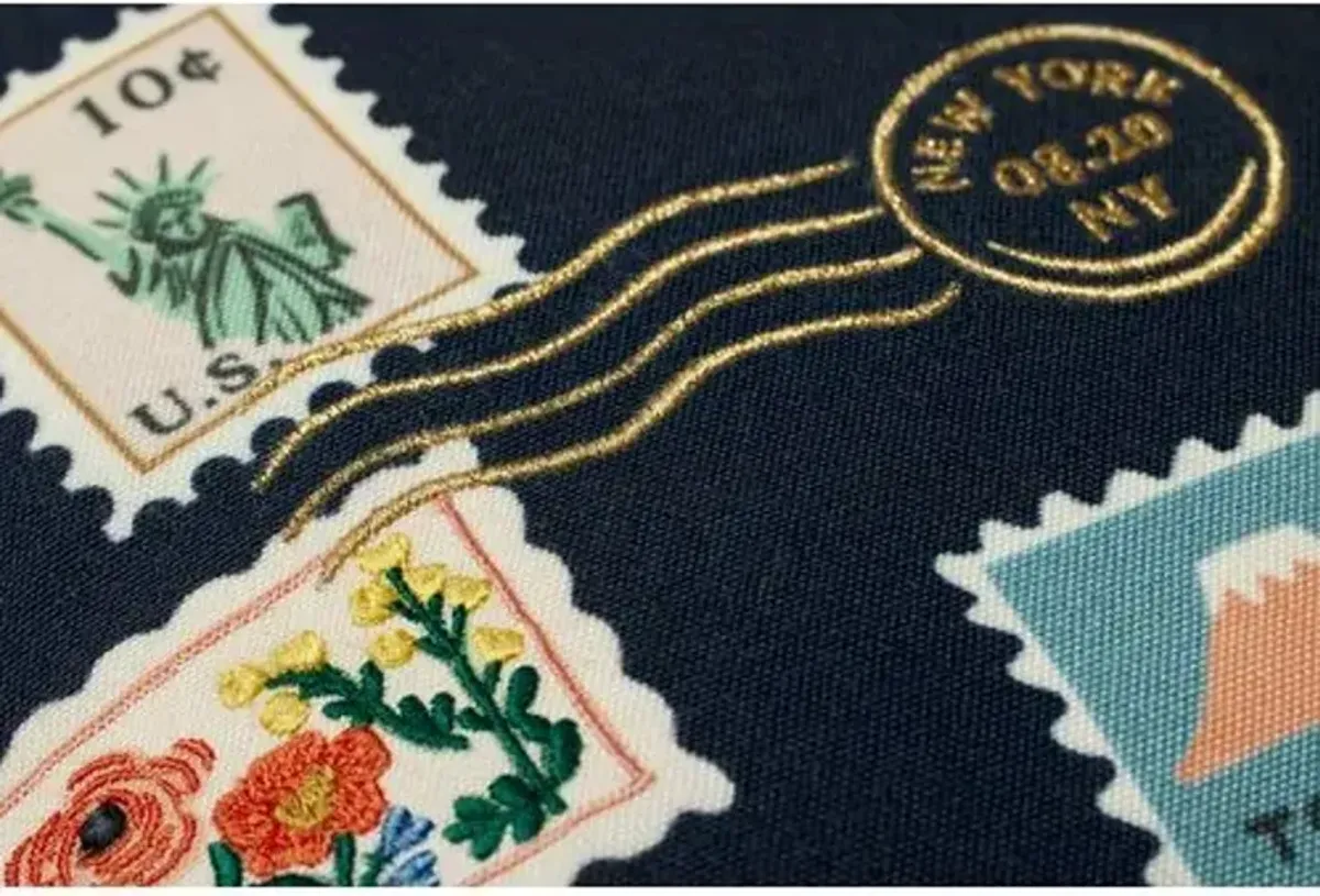 Postage Stamps Pillow - Navy - Rifle Paper Co. x Loloi