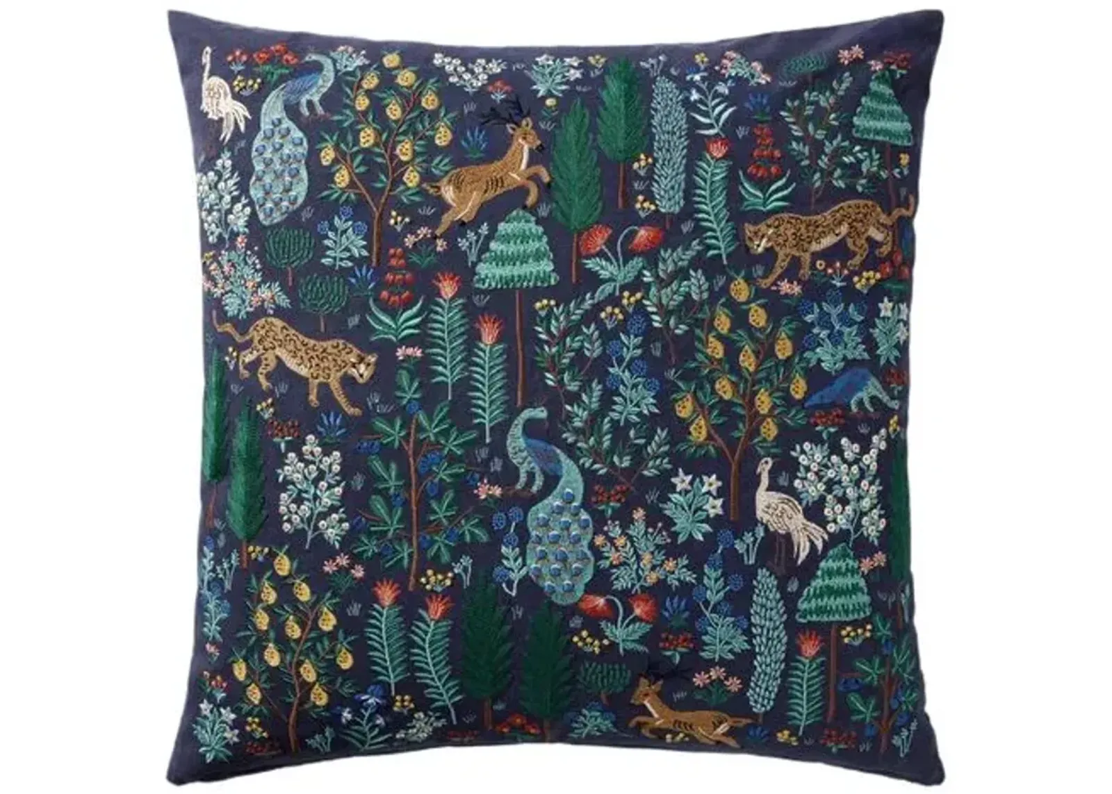 Woodlands Pillow - Navy - Rifle Paper Co. x Loloi