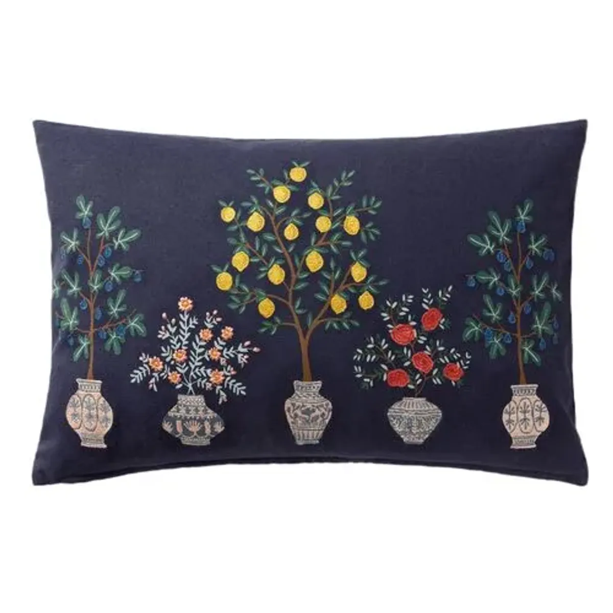 Hazel Floral Lumbar Pillow - Navy - Rifle Paper Co. x Loloi