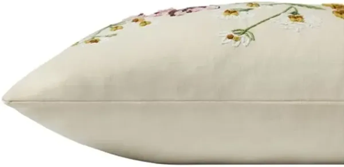 Blossom Lumbar Pillow - Cream - Rifle Paper Co. x Loloi