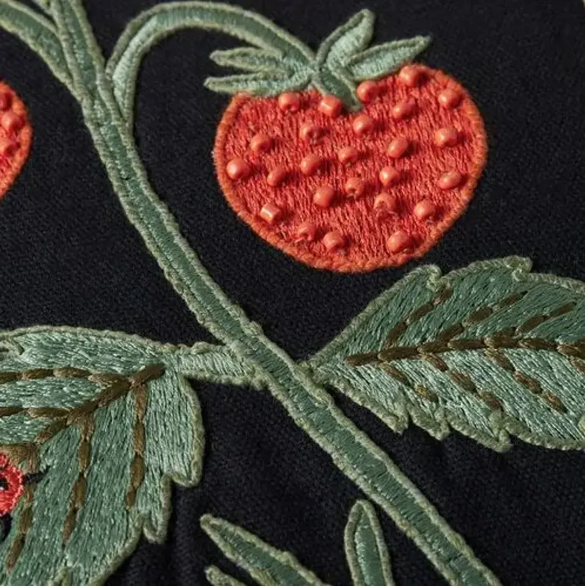 Strawberries Pillow - Black - Rifle Paper Co. x Loloi