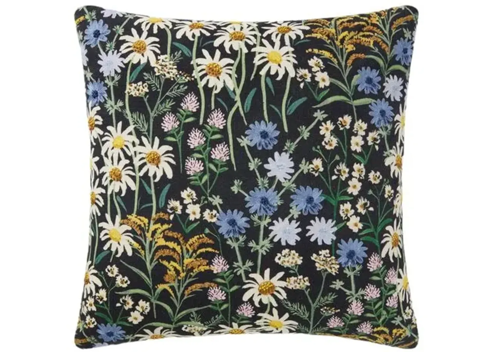 Wildflowers Pillow - Black - Rifle Paper Co. x Loloi